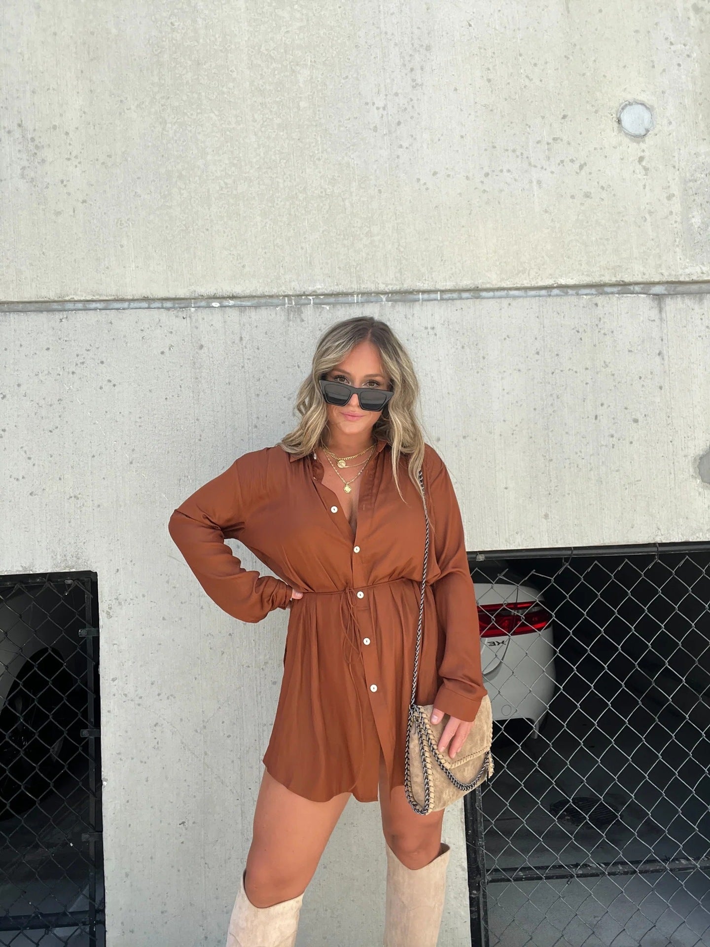 Women's Long Sleeve Jumpsuit With Button Fashion Shirt Dress - 𝓢𝓱𝓸𝓹𝓵𝓮𝓬𝔂