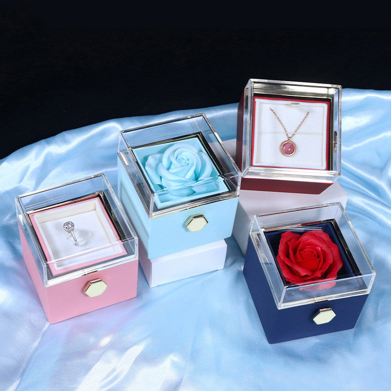 Rotating Soap Flower Rose Gift Box Creative Rotating Rose Jewelry Packaging Box Valentine's Day Gift For Women - 𝓢𝓱𝓸𝓹𝓵𝓮𝓬𝔂