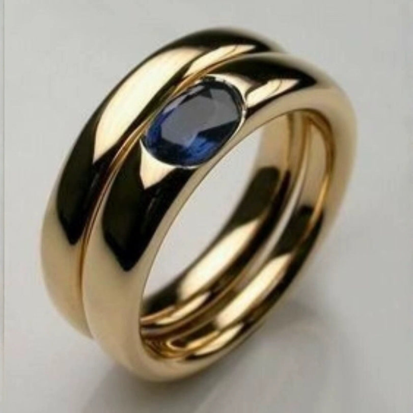 18K Gold Copper Inlaid Zircon Ring Personalized Creative High Sense Female