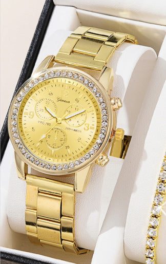 Women's Three-eye Quartz Diamond-embedded Watch - 𝓢𝓱𝓸𝓹𝓵𝓮𝓬𝔂