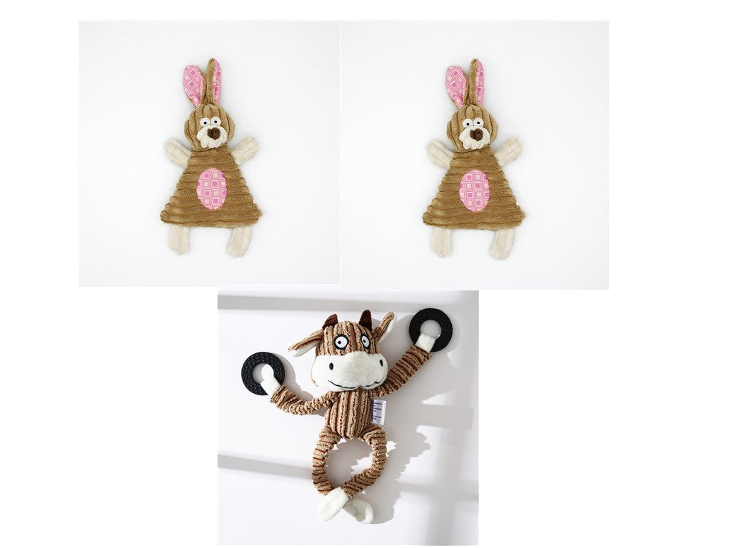 Pet Toy Donkey Shape Corduroy Chew Toy For Dogs Puppy Squeaker Squeaky Plush Bone Molar Dog Toy Pet Training Dog - 𝓢𝓱𝓸𝓹𝓵𝓮𝓬𝔂