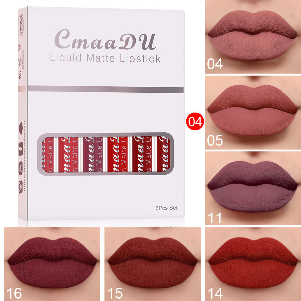 6 Boxes Of Matte Non-stick Cup Waterproof Lipstick Long Lasting Lip Gloss - 𝓢𝓱𝓸𝓹𝓵𝓮𝓬𝔂