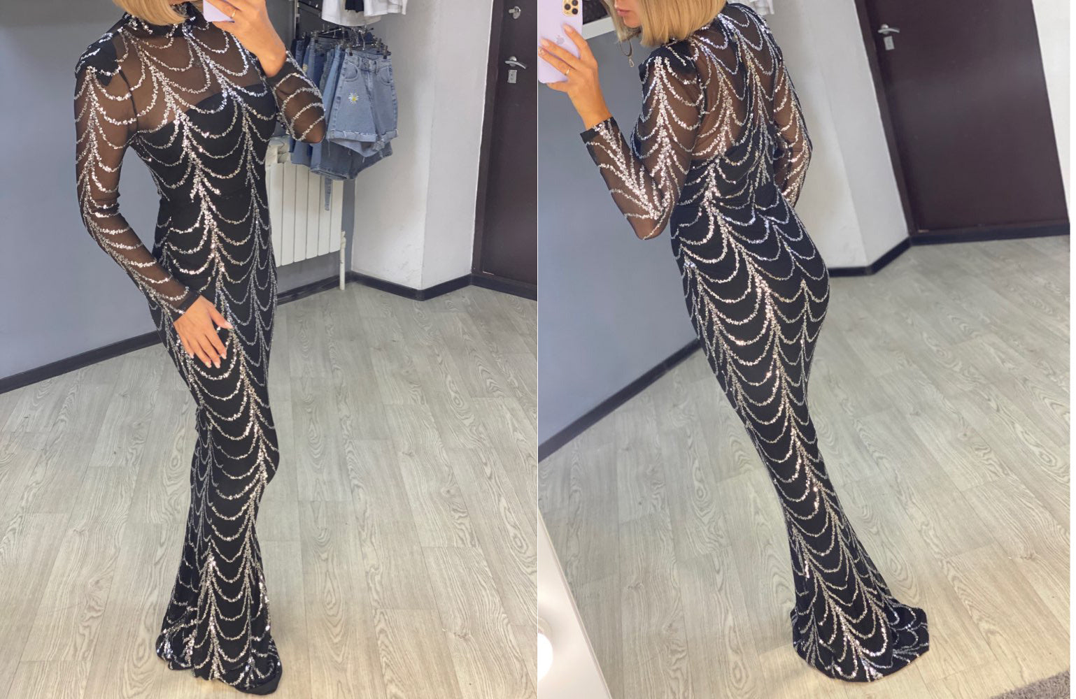 Sequins Women Maxi Dresses Long Sleeve Female Party Dresses - 𝓢𝓱𝓸𝓹𝓵𝓮𝓬𝔂