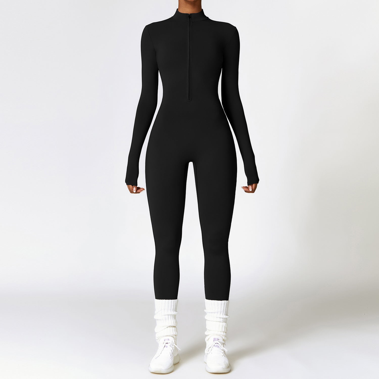 Warm Zipper Long-sleeved Jumpsuit Yoga Fitness Sports Pants Breathable Bodysuit Women's Clothing - 𝓢𝓱𝓸𝓹𝓵𝓮𝓬𝔂