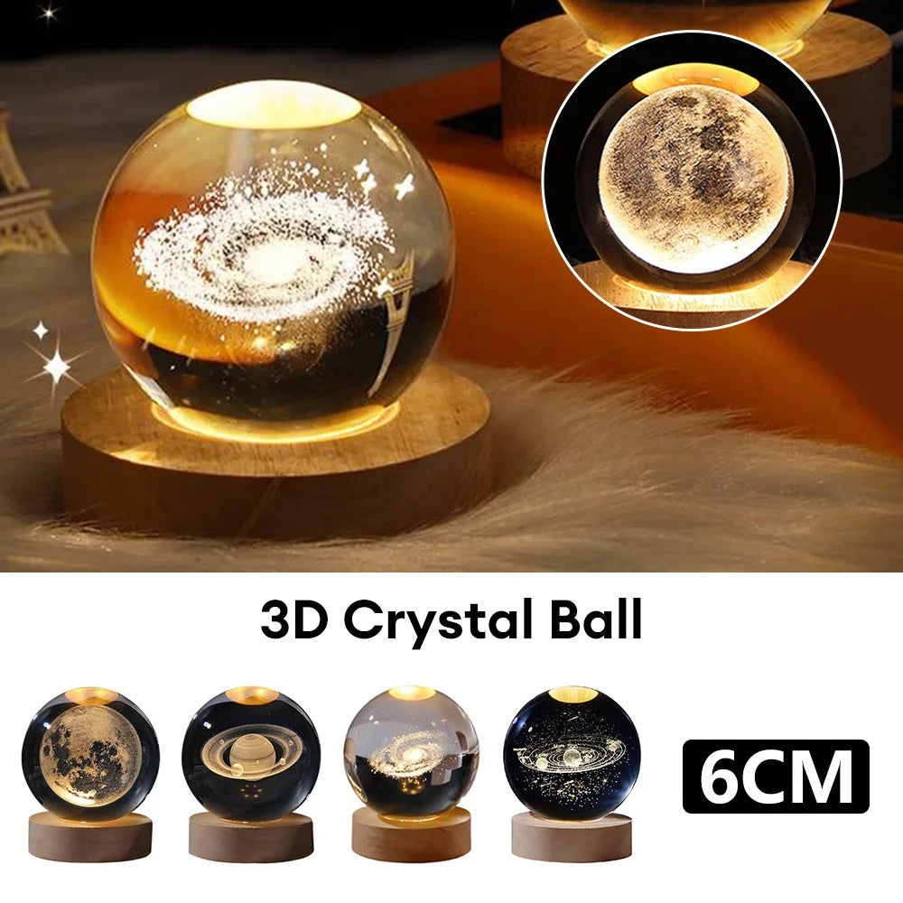 Luminous Starry Sky And Planets Moon Moon Crystal Ball Small Night Lamp Projection Ambience Light Creative Gift New Strange Gift - 𝓢𝓱𝓸𝓹𝓵𝓮𝓬𝔂