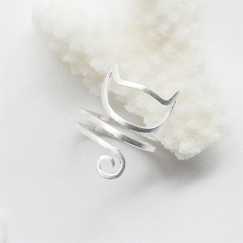 S925 Silver Personalized Winding Brushed Cute Cat Ring - 𝓢𝓱𝓸𝓹𝓵𝓮𝓬𝔂