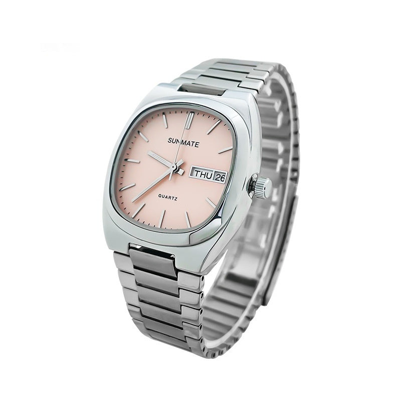 Fashion Simple Square White Shell Steel Belt Quartz Watch - 𝓢𝓱𝓸𝓹𝓵𝓮𝓬𝔂