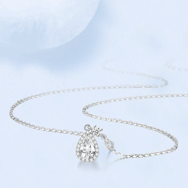 S925 Sterling Silver With Shiny Diamond Water Drop Necklace For Women Light Luxury - 𝓢𝓱𝓸𝓹𝓵𝓮𝓬𝔂