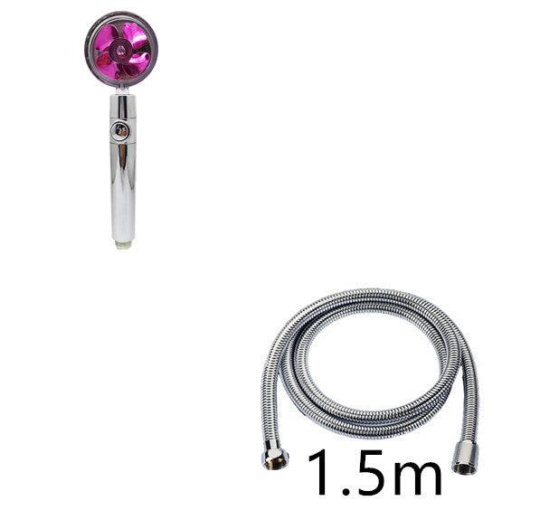 Propeller Driven Shower Head With Stop Button And Cotton Filter Turbocharged High Pressure Handheld Shower Nozzle 