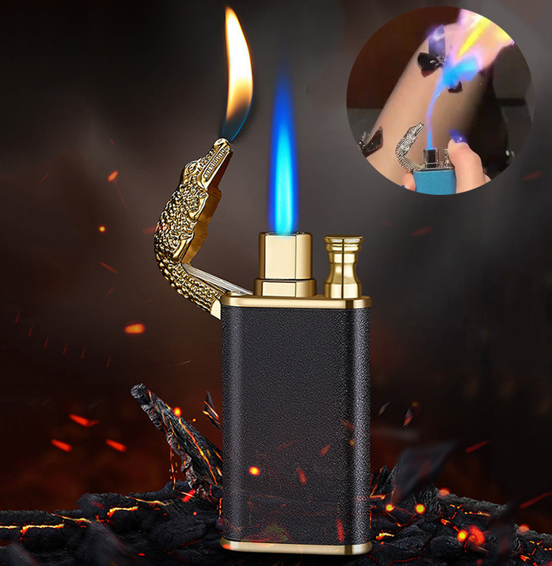 Creative Blue Flame Lighter Dolphin Dragon Tiger Double Fire Metal Winproof Lighter Inflatable Lighter - 𝓢𝓱𝓸𝓹𝓵𝓮𝓬𝔂