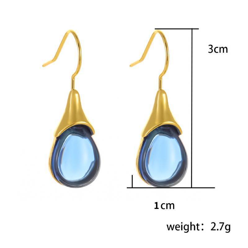 Drop-shaped Inlaid Cat's Eye Earrings Four-color Simple - 𝓢𝓱𝓸𝓹𝓵𝓮𝓬𝔂