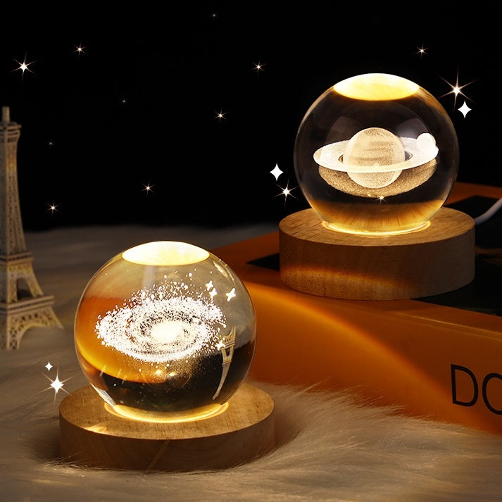 Luminous Starry Sky And Planets Moon Moon Crystal Ball Small Night Lamp Projection Ambience Light Creative Gift New Strange Gift - 𝓢𝓱𝓸𝓹𝓵𝓮𝓬𝔂
