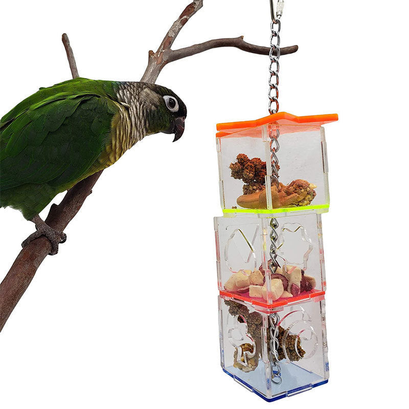 Bird Foraging Device Acrylic Parrot Educational Toy Food Container Fruit Nuts Bite Parrot Toys