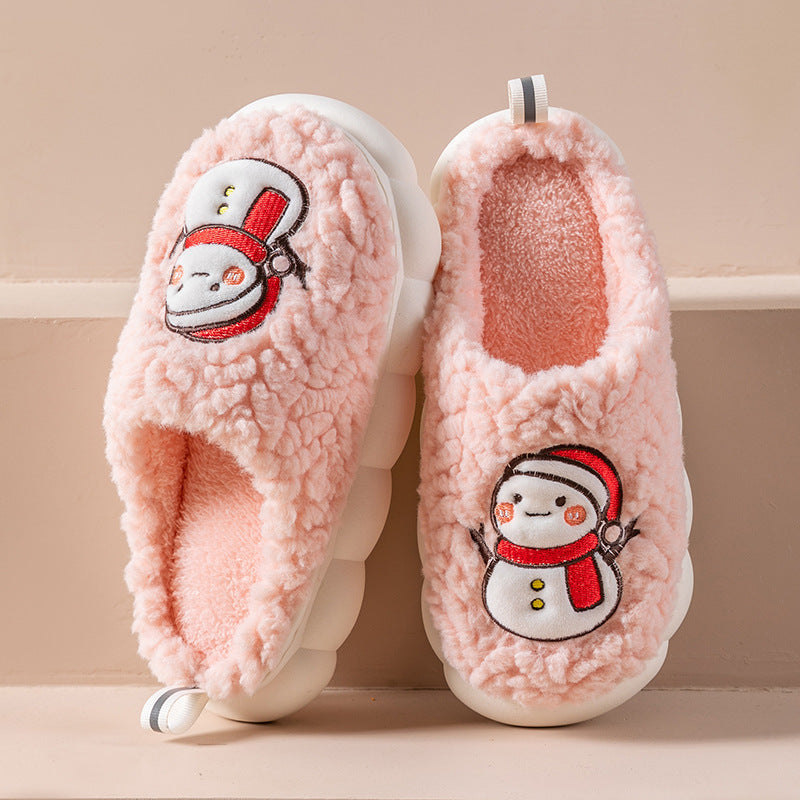Cute Snowman Slippers Winter Indoor Household Warm Plush Thick-Soled Anti-slip Couple Home Slipper Soft Floor Bedroom House Shoes - 𝓢𝓱𝓸𝓹𝓵𝓮𝓬𝔂