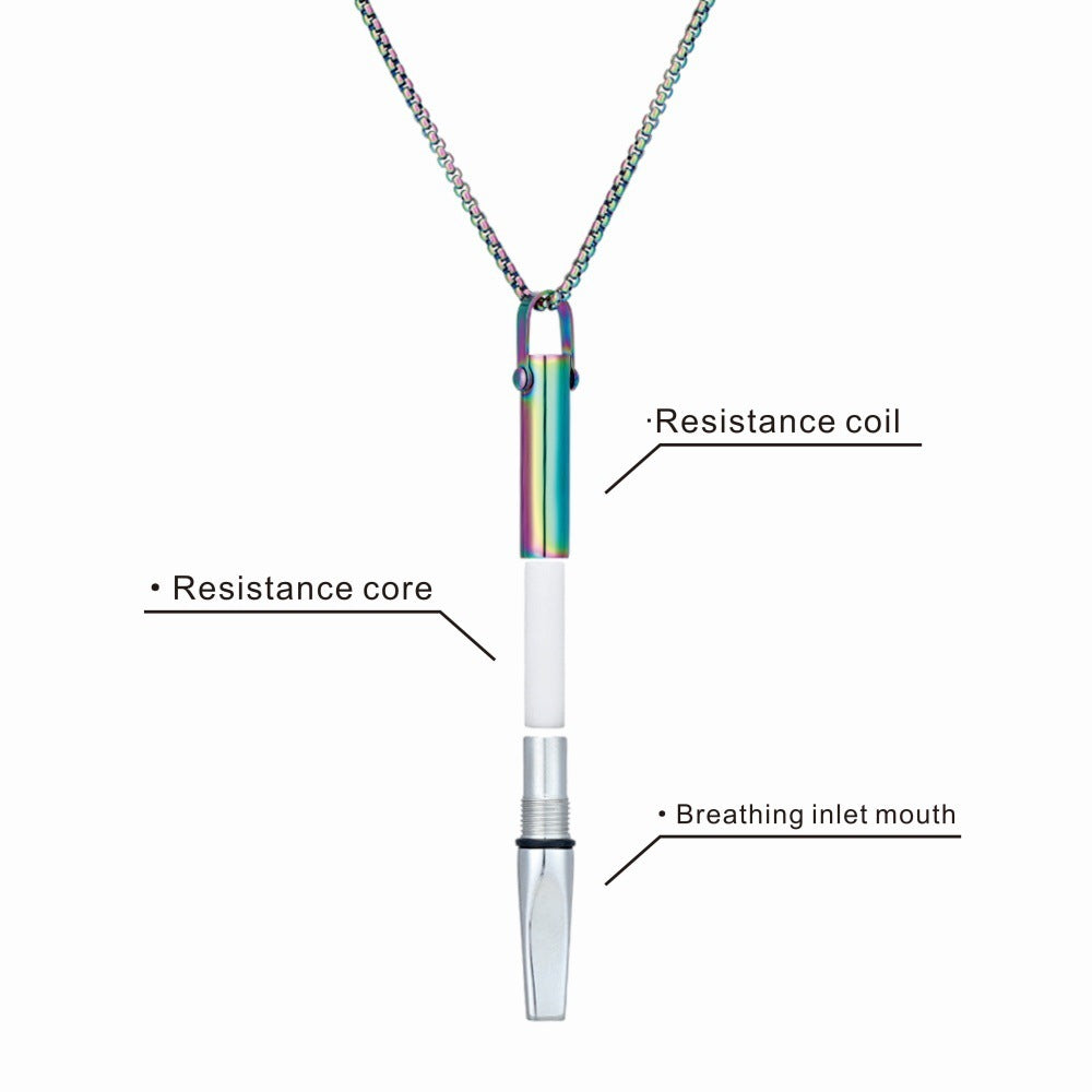 Breathing Resistance Whistle Necklace Round Tube Built-in Cotton Core
