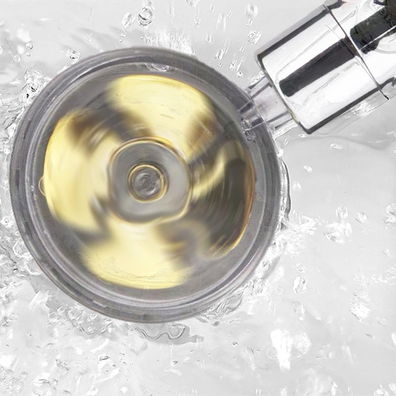 Propeller Driven Shower Head With Stop Button And Cotton Filter Turbocharged High Pressure Handheld Shower Nozzle 