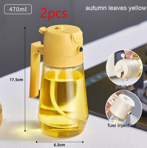 470ML Olive Oil Sprayer Dispenser For Cooking BBQ 2 In 1 Glass Oil Vinegar Soy Sauce Spray Kitchen Oil Bottle For Air Fryer - 𝓢𝓱𝓸𝓹𝓵𝓮𝓬𝔂