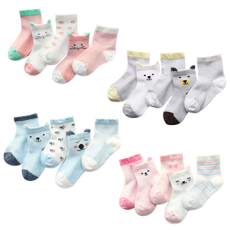 Children's Socks Pack of 5 Colors Breathable Summer Cotton Socks for Boys and Girls - 𝓢𝓱𝓸𝓹𝓵𝓮𝓬𝔂