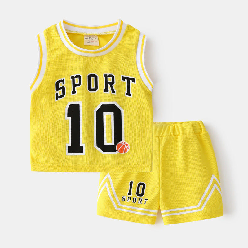 Children's Basketball Clothing Suits Baby Vest Suit Boys Sweatshirt Two-piece Summer Style Tide - 𝓢𝓱𝓸𝓹𝓵𝓮𝓬𝔂