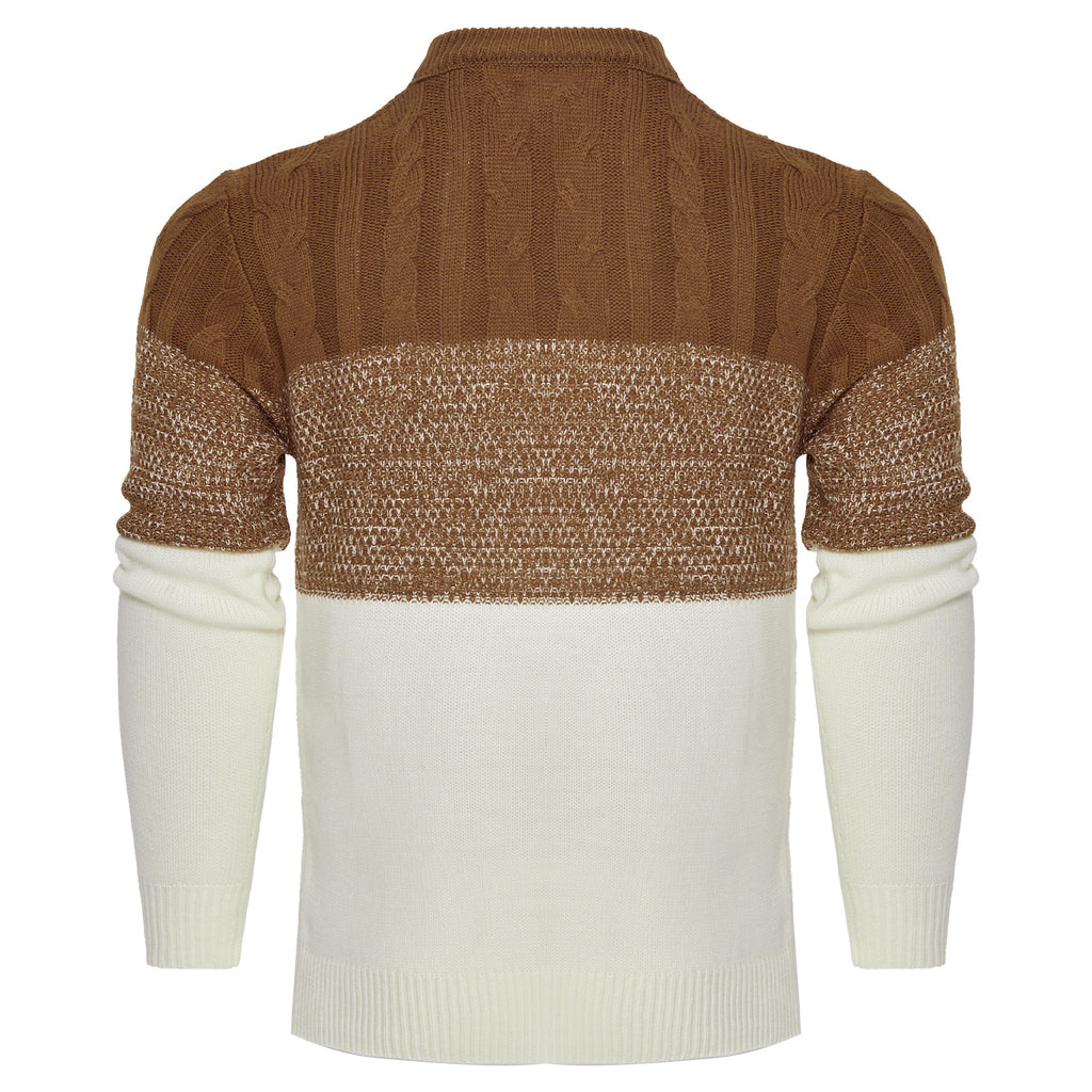Men's Casual Color Block Long Sleeve Cable Knit Pullover Sweater - 𝓢𝓱𝓸𝓹𝓵𝓮𝓬𝔂