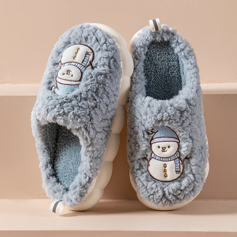 Cute Snowman Slippers Winter Indoor Household Warm Plush Thick-Soled Anti-slip Couple Home Slipper Soft Floor Bedroom House Shoes - 𝓢𝓱𝓸𝓹𝓵𝓮𝓬𝔂