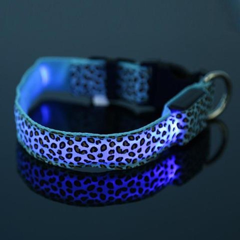 LED Dog Collar Safety Adjustable Nylon Leopard Pet Collar - 𝓢𝓱𝓸𝓹𝓵𝓮𝓬𝔂
