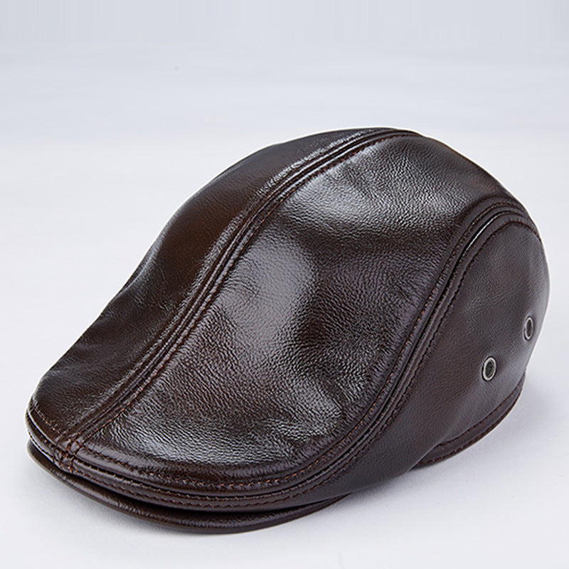 Men Genuine Cowhide With Ear Flaps Beret Hats - 𝓢𝓱𝓸𝓹𝓵𝓮𝓬𝔂