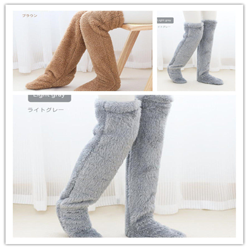 Over Knee High Fuzzy Long Socks Winter Warm Cold Leg Knee Joint Cold-proof Stockings Home Floor Sleeping Socks - 𝓢𝓱𝓸𝓹𝓵𝓮𝓬𝔂