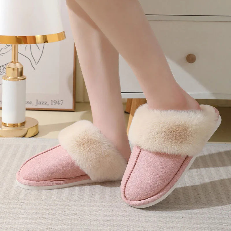 Winter Warm Plush Home Slippers Indoor Fur Slippers Women Soft Lined Cotton Shoes Comfy Non-Slip Bedroom Fuzzy House Shoes Women Couple - 𝓢𝓱𝓸𝓹𝓵𝓮𝓬𝔂
