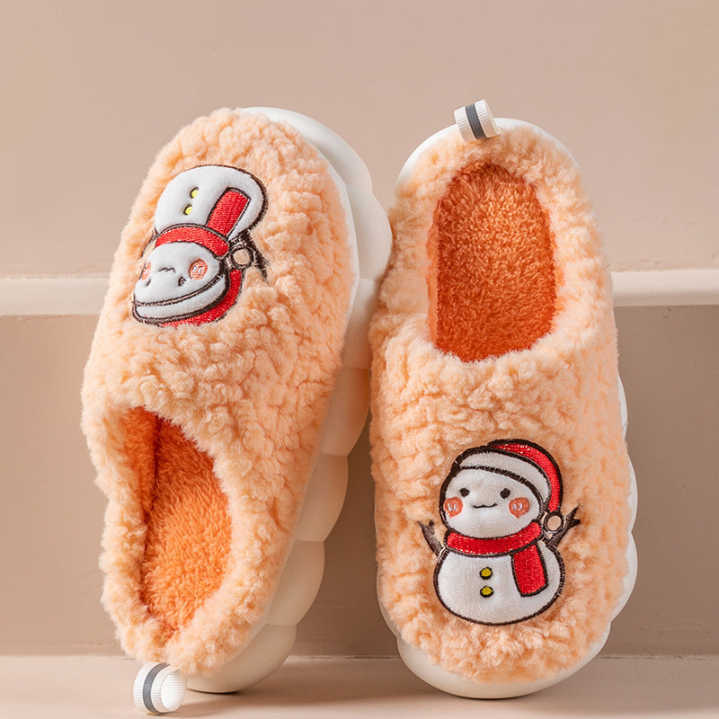 Cute Snowman Slippers Winter Indoor Household Warm Plush Thick-Soled Anti-slip Couple Home Slipper Soft Floor Bedroom House Shoes - 𝓢𝓱𝓸𝓹𝓵𝓮𝓬𝔂