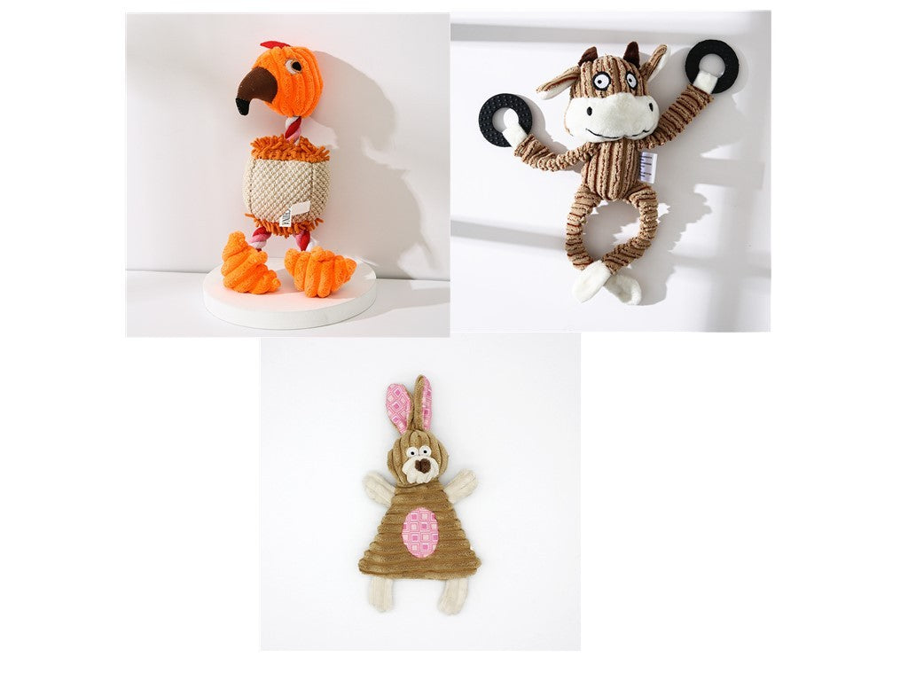 Pet Toy Donkey Shape Corduroy Chew Toy For Dogs Puppy Squeaker Squeaky Plush Bone Molar Dog Toy Pet Training Dog - 𝓢𝓱𝓸𝓹𝓵𝓮𝓬𝔂