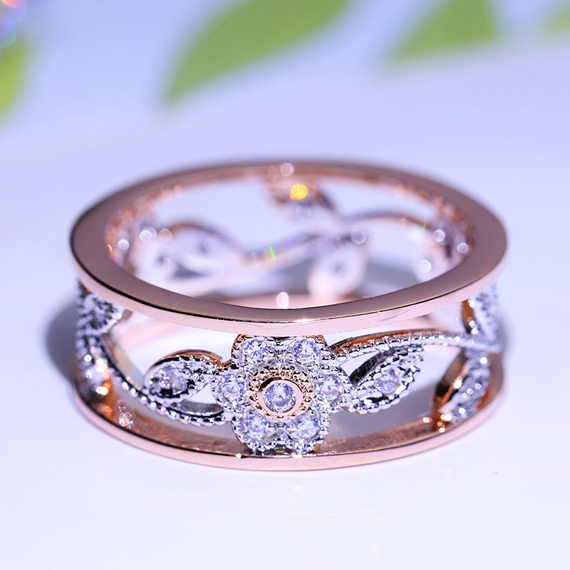 Diamond lucky flower vine leaves birthday present Bridal engagement ring engagement ring - 𝓢𝓱𝓸𝓹𝓵𝓮𝓬𝔂