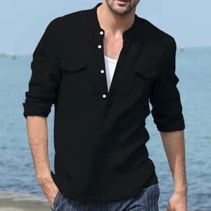 Long sleeve shirt men cotton shirt - 𝓢𝓱𝓸𝓹𝓵𝓮𝓬𝔂