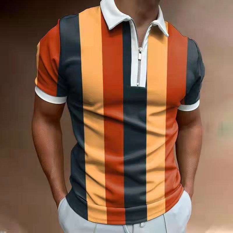 Men's POLO Shirt Striped Printed Short Sleeve T-Shirt Lapel Shirt - 𝓢𝓱𝓸𝓹𝓵𝓮𝓬𝔂