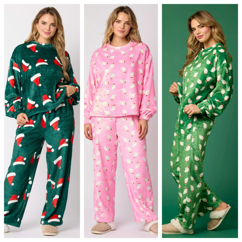 2024 Casual Flannel Pajama Sets For Women 2 Piece Cute Long Sleeve Matching Lounge Shirts Sets Santa Claus Pajamas Homewear - 𝓢𝓱𝓸𝓹𝓵𝓮𝓬𝔂