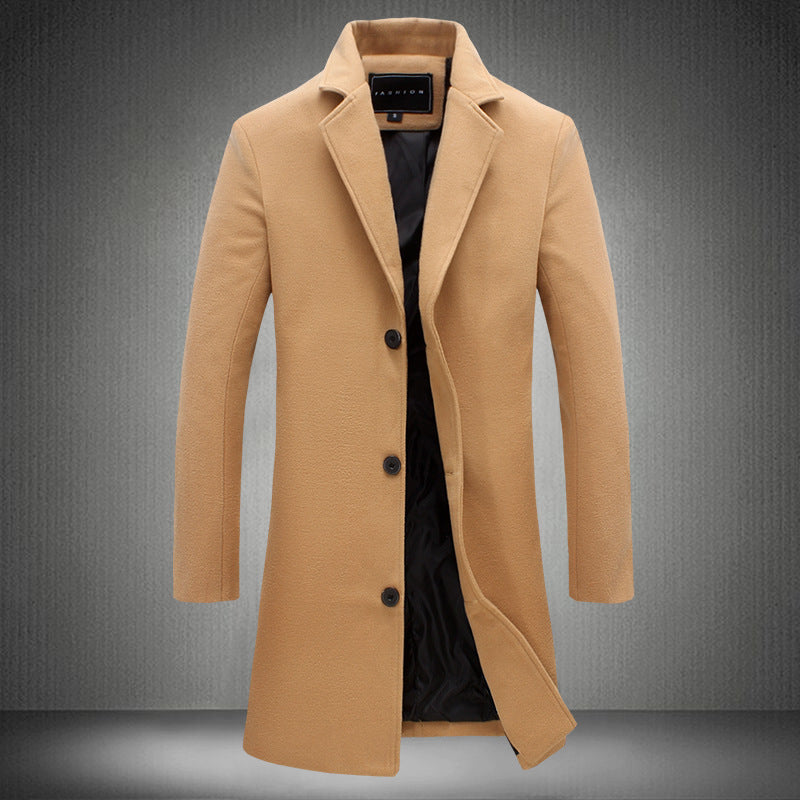 Autumn And Winter New Mens Solid Color Casual Business Woolen Coats - 𝓢𝓱𝓸𝓹𝓵𝓮𝓬𝔂