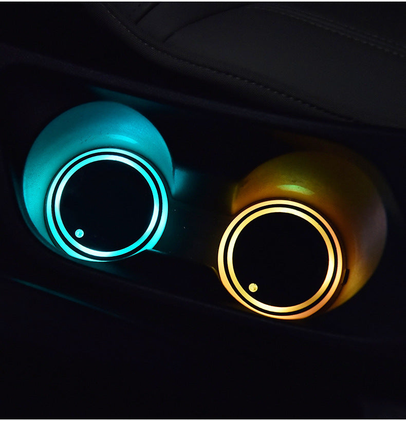 Colorful Cup Holder LED Light-up Coaster Solar & USB Charging Non-slip Coaster Ambient Light For Car Automatically - 𝓢𝓱𝓸𝓹𝓵𝓮𝓬𝔂
