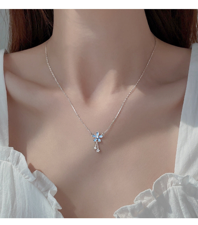 S999 Pure Silver Flower Necklace For Women Summer - 𝓢𝓱𝓸𝓹𝓵𝓮𝓬𝔂