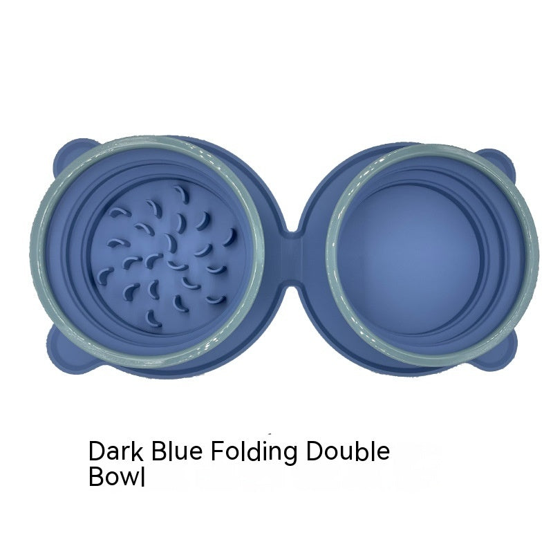 Portable Silicone Double Dog Food Bowls Foldable Non-Slip Cat Bowl Pet Travel Anti-Choking Feeding Bowl Outdoor - 𝓢𝓱𝓸𝓹𝓵𝓮𝓬𝔂