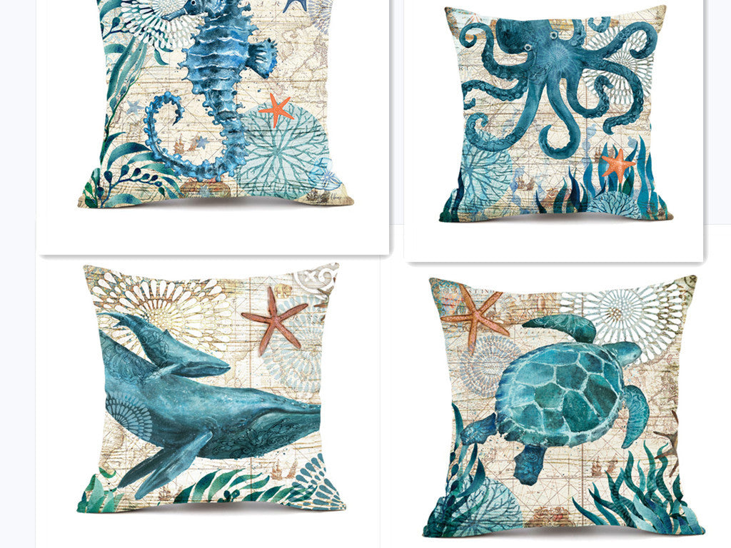 Cushion Covers Sea Turtle Printed Throw Pillow Cases For Home Decor Sofa Chair Seat - 𝓢𝓱𝓸𝓹𝓵𝓮𝓬𝔂