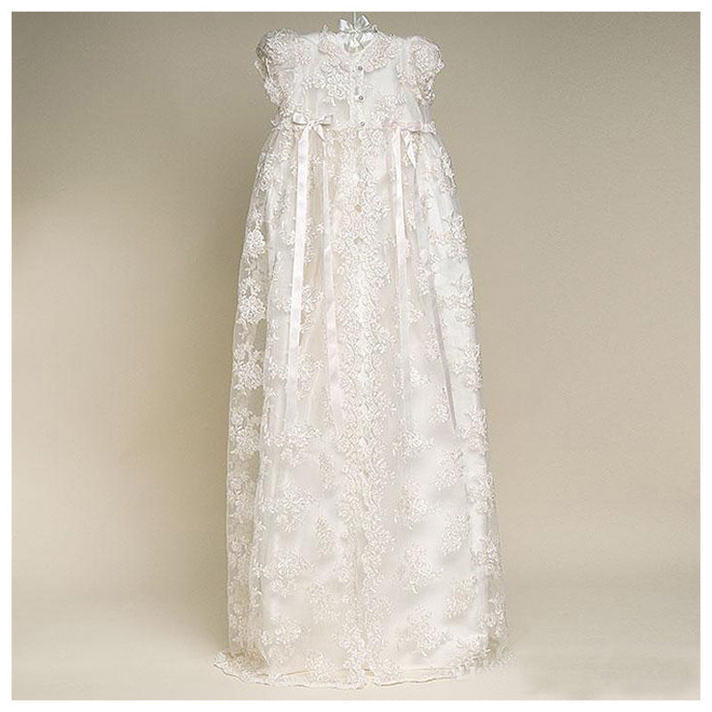 Girls Dress Short-sleeved Lace Embroidered Mesh Dress - 𝓢𝓱𝓸𝓹𝓵𝓮𝓬𝔂