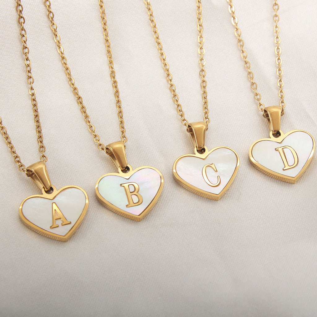 26 Letter Heart-shaped Necklace White Shell Love Clavicle Chain Fashion Personalized Necklace For Women Jewelry Valentine's Day - 𝓢𝓱𝓸𝓹𝓵𝓮𝓬𝔂