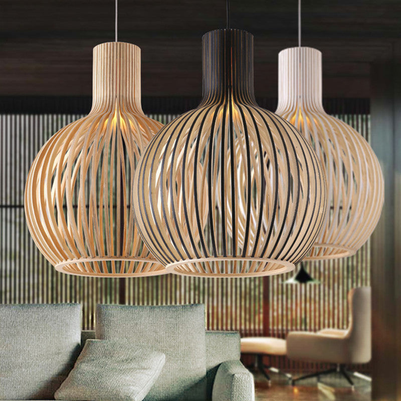 Retro Wooden Bird Cage Chandelier Living Room Bedroom Bedside Lamp - 𝓢𝓱𝓸𝓹𝓵𝓮𝓬𝔂
