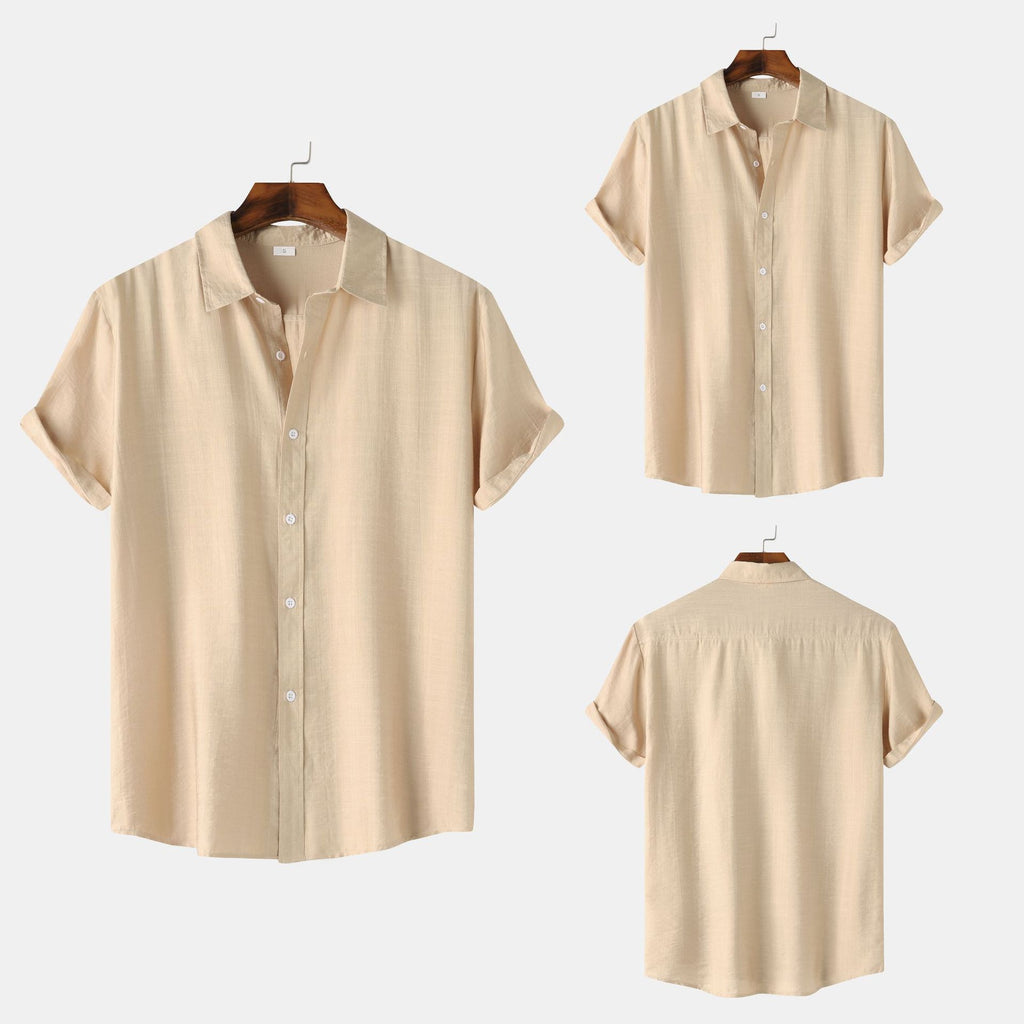 Teenagers Solid Color Short-sleeved Lapel Shirt Top - 𝓢𝓱𝓸𝓹𝓵𝓮𝓬𝔂