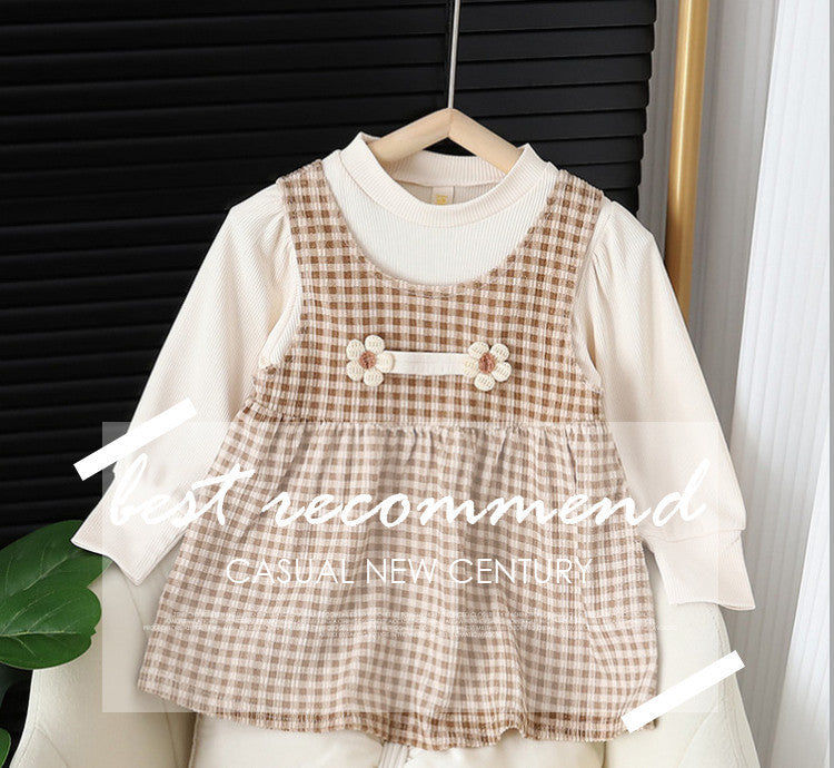 Baby Girl Round-neck Long-sleeved Dress Suit 