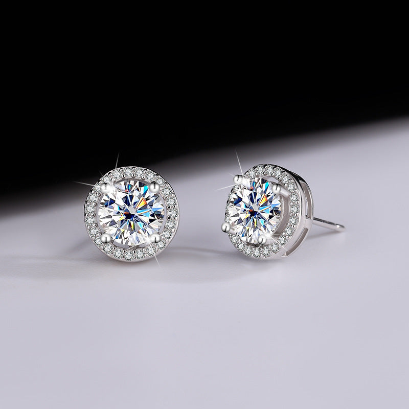 S925 Sterling Silver Genuine Goods Moissanite Round Bag Stud Earrings Simple Graceful - 𝓢𝓱𝓸𝓹𝓵𝓮𝓬𝔂