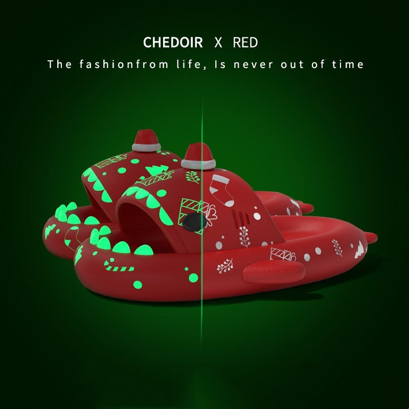 Halloween And Christmas Shoes Ins Luminous Shark Slippers Couple Men Women House Shoes Non-slip Bathroom Slippers Home - 𝓢𝓱𝓸𝓹𝓵𝓮𝓬𝔂