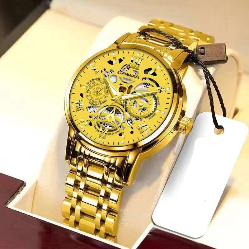 Fashion Jewelry Hollow Men's Watch Men's Waterproof Luminous Calendar - 𝓢𝓱𝓸𝓹𝓵𝓮𝓬𝔂