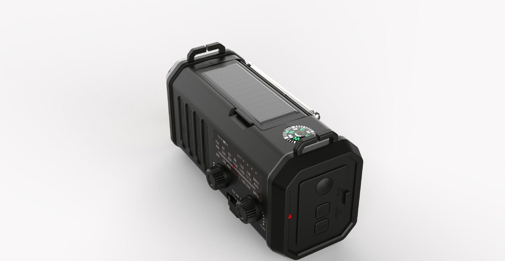 Outdoor Emergency FMAM Solar Charging Lighting Portable Flashlight