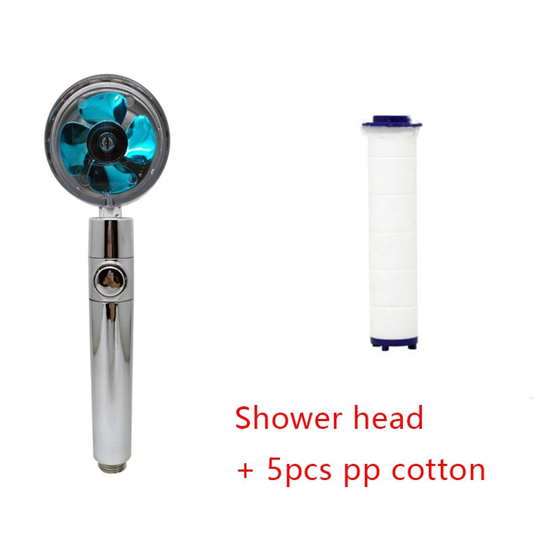 Shower Head Water Saving Flow 360 Degrees Rotating With Small Fan ABS Rain High Pressure Spray Nozzle Bathroom Accessories - 𝓢𝓱𝓸𝓹𝓵𝓮𝓬𝔂